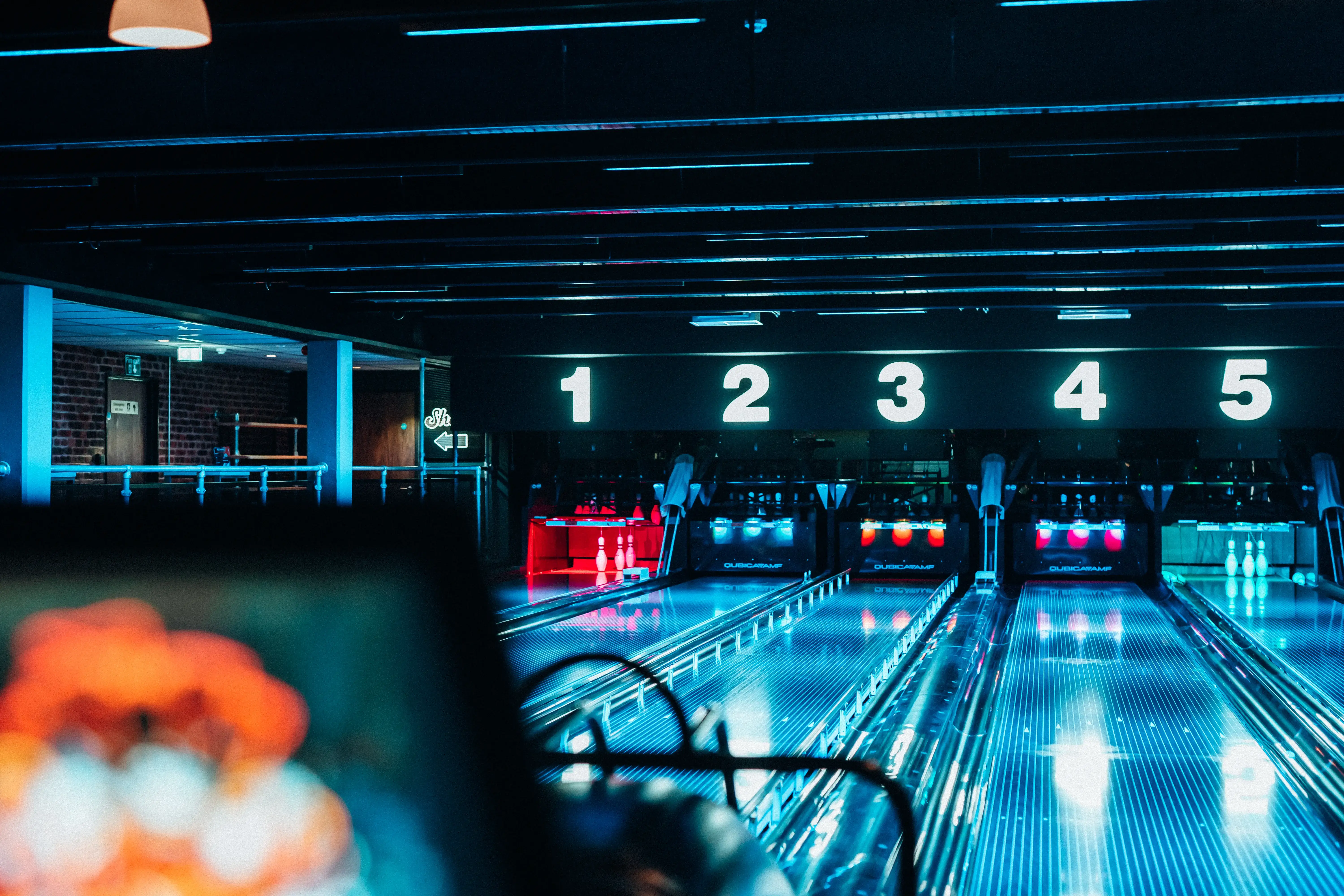 DC Bowl lit up in blue